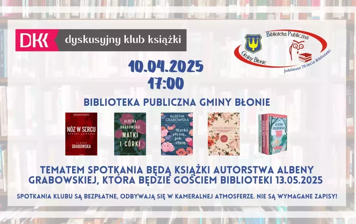 Zdjęcie do DYSKUSYJNY KLUB KSIĄŻKI 04/2025